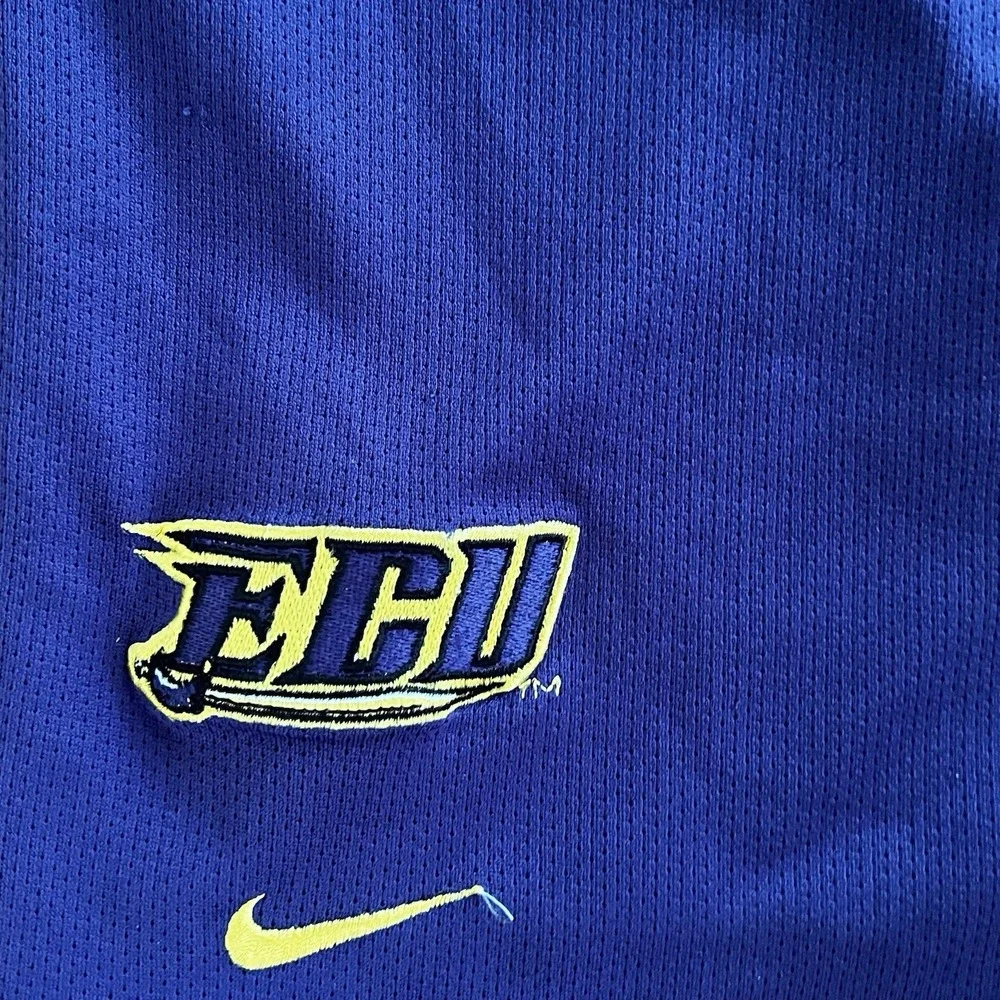 Vintage Nike Team FIT DRY Basketball Shorts XXL Purple Yellow Mesh Swoosh Logo 8